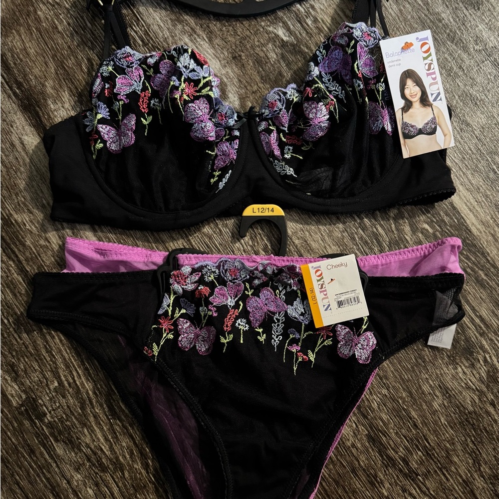 Nicolette Black and Purple Embroidered Bra